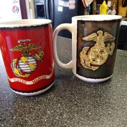 U S M C. COFFEE MUGS 15.00 FOR BOTH