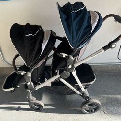 Almost New Mockingbird Double Stroller with Car Seat Attachments