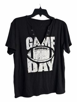 New Women’s Black Game Day Football T-Shirt Size L