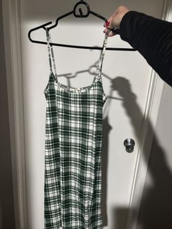Green & White Plaid Dress