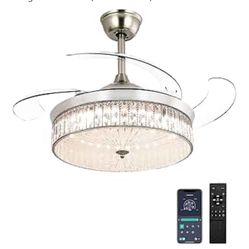 Retractable Ceiling Fan with Lights & remote 