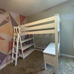 High Loft Bed Twin Size With Table