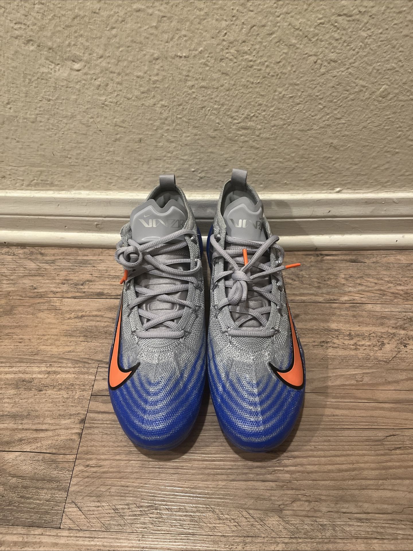 NEW Nike Vapor Elite 1 Mens Football Cleats Grey-Orange Blue FB3288-001 Size 7.5