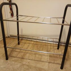 Two Metal Shelves With Black Handle Organizing Metal Shelves Portable 
