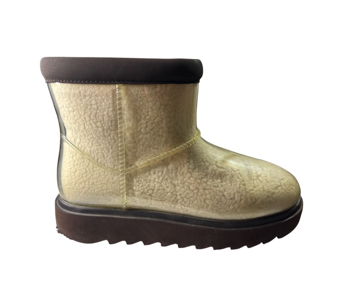 New Koolaburra By UGG Size 5 Clear Shearling Mini Boots With Brown Trim