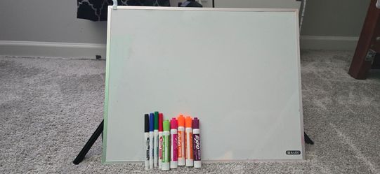 Dry Erase Whiteboard w/ Markers + Mounting Strips