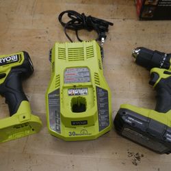 RYOBI DRILL AND IMPACT DRIVER W 1 BATTERY AND CHARGER PSBDD01CN USED TESTED 899918-1