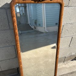 Antique Solid Oak Hall Mirror 