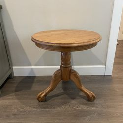 Oak Side Table With Carved Talon Leg