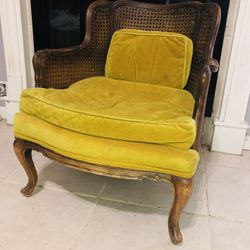 Vintage Faux Bamboo Cane Barrel Lounge Arm Chair Chippendale Hollywood Regency