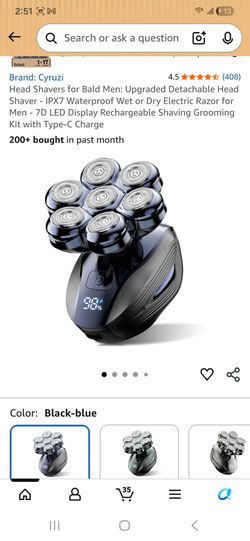 Head Shavers for Bald Men: Upgraded Detachable Head Shaver - IPX7 Waterproof Wet or Dry Electric Razor for Men -7D LED Display Rechargeable Shaving Gr