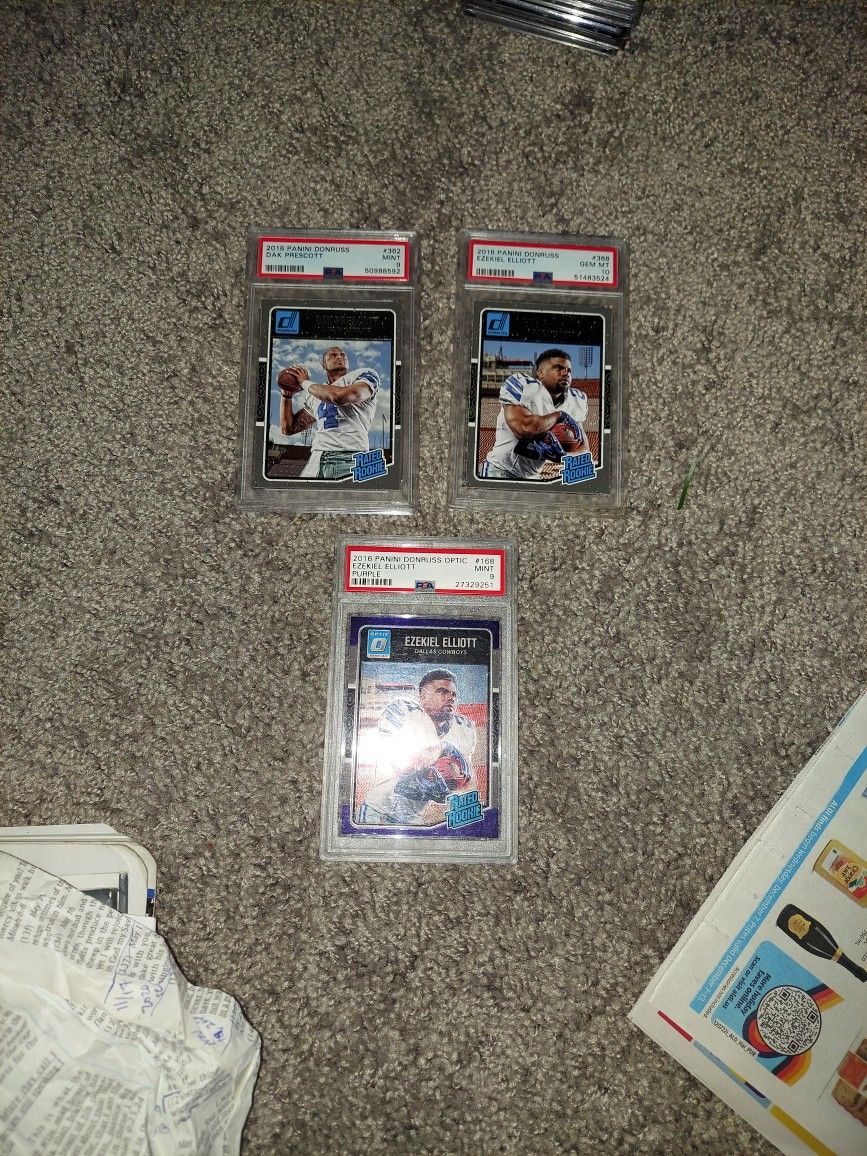 3 Card Lot: 2016 Rated Rookies PSA SLABS 🔥! 2 = Zeke One Is The Base RC; the Other The Purple Variation.