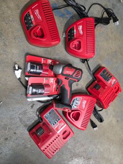 Milwaukee drill, chargers, and nee batteries