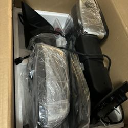 Power Folding Chrome Towing Mirrors Compatible with 2014-2018 Chevy Silverado GMC Sierra 1HD 3500HD with Turn Signal Running Light Heated Mirr