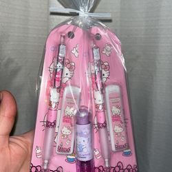 2 Hello Kitty Lead Pencils With 20 Lead Refills Each And 1 Purple Lipstick 💄 Eraser