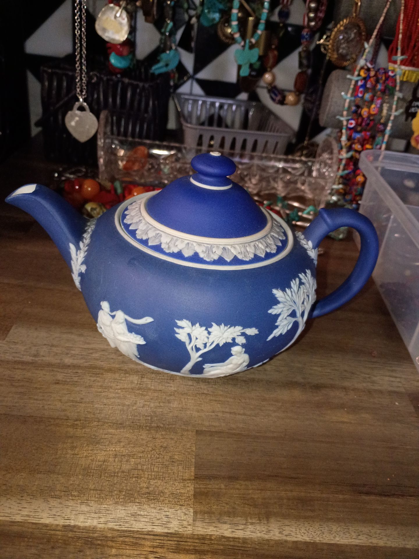 Antique wedgwood jasperware blue teapot