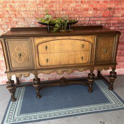 Antique Buffet Credenza Solid Wood Excellent 