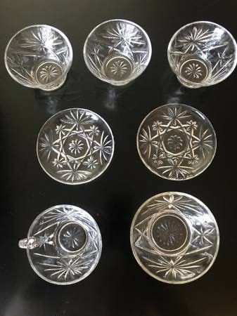 Vintage Anchor Hocking EAPC Cup, Saucers, Bowls Star of David 7 pcs