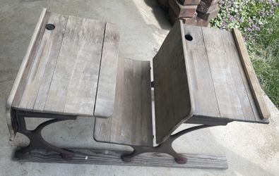 Rare Front Row Antique School Desk