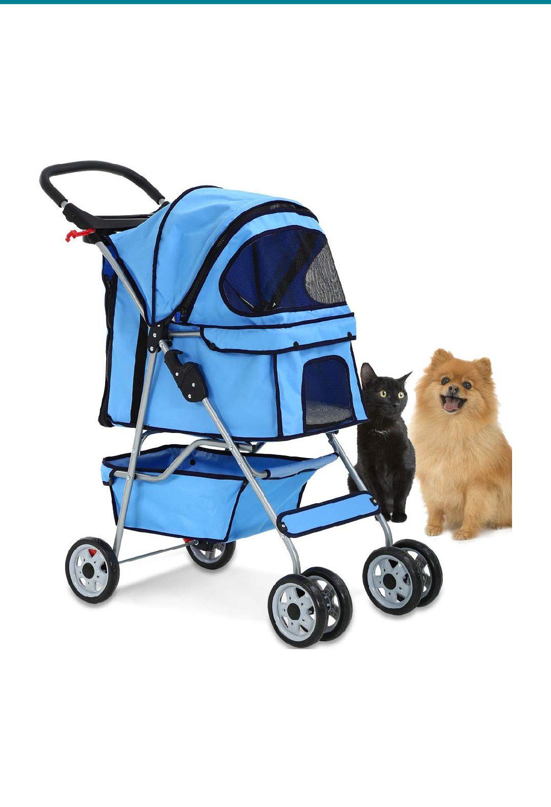 Blue Dog Stroller with Water Bottle Holder