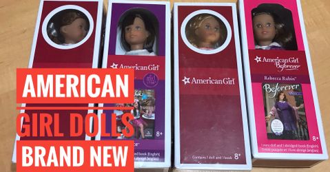 4 American Girl Dolls mini size Grace Thomas, Felicity, Rebecca, Elizabeth all Brand new never opened save on shipping buy local