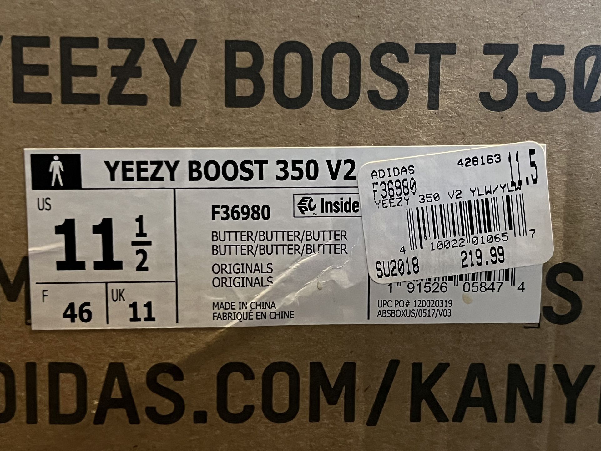 Adidas Yeezy Boost 350 V2 - Men’s Size 11.5 -BUTTER/BUTTER/BUTTER