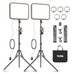 12'' LED Video Light Kit | High Brightness | 5 Lighting Modes | 3000-6500K Studio Lights with Tripod Stand, Phone Holder &Wireless Remote | Profession