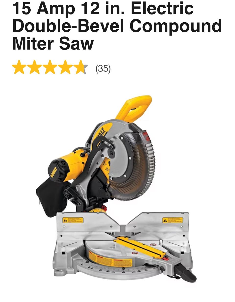 Dewalt 15 Amp 12 inch double bevileCompound miter saw