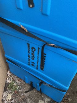 This is a blue strong plastic 520/1040 series Queensland storage (30” tall x 8” wide x 43” long)