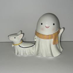 Halloween Ghost Walking Dog Statue