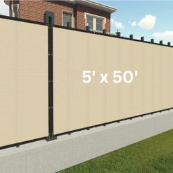 5 x 50 FT Beige Privacy Screen Fence, Outdoor Fencing Panels