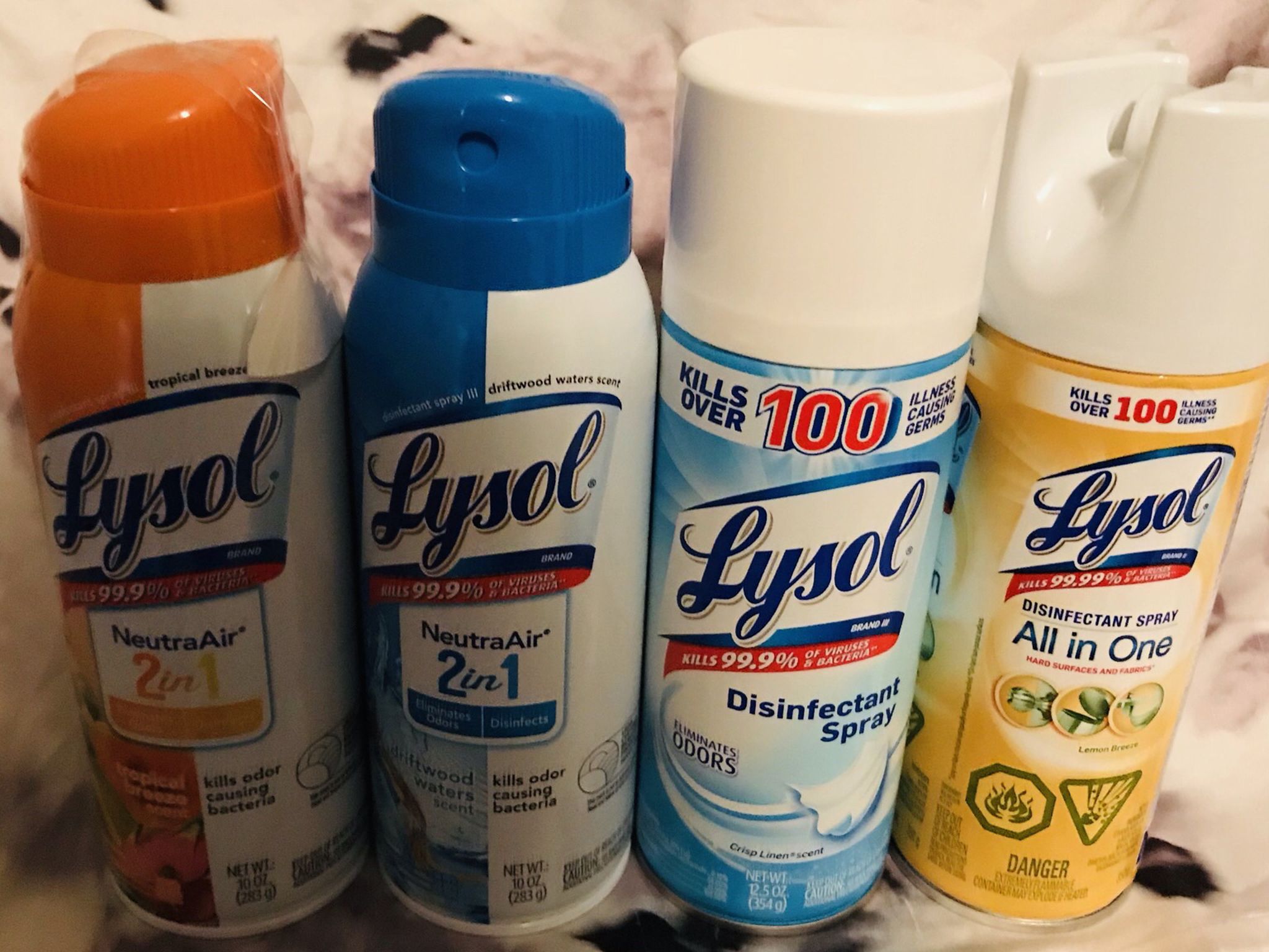 Set of Four Lysol Disinfectant Spray