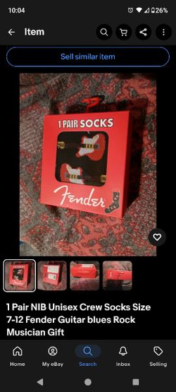 Fender Guitar Fashion Socks New In Box Unisex Crew Socks Size 7-12