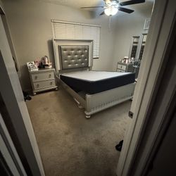 Full Size Bed Frame And Head Board Night Stand And Vanity And Chair 