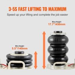 Air Jack, 3 Ton/6600 lbs Triple Bag Air Jack, Airbag Jack with Six Steel Pipes, Lift up to 17.7 inc