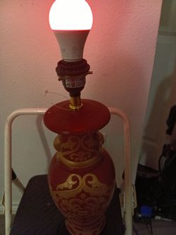 Red and Gold Ceramic Table Lamp
