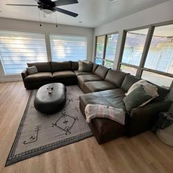 I’m Jon Green, Wayne’s Home Sales Representative🌟 Brown Leather Sectional Living Room Furniture Modular Family Sectional