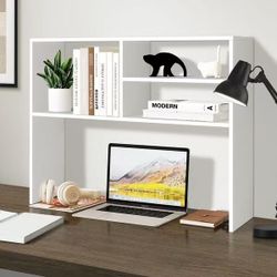 White Desktop Bookshelf Hutch Organizer