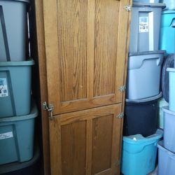 Vintage White Clad Armoire/Computer Desk.