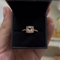 Engagement/Promise Ring- David Yurman’s 18K Rose Gold Morganite With 7mm Diamonds 