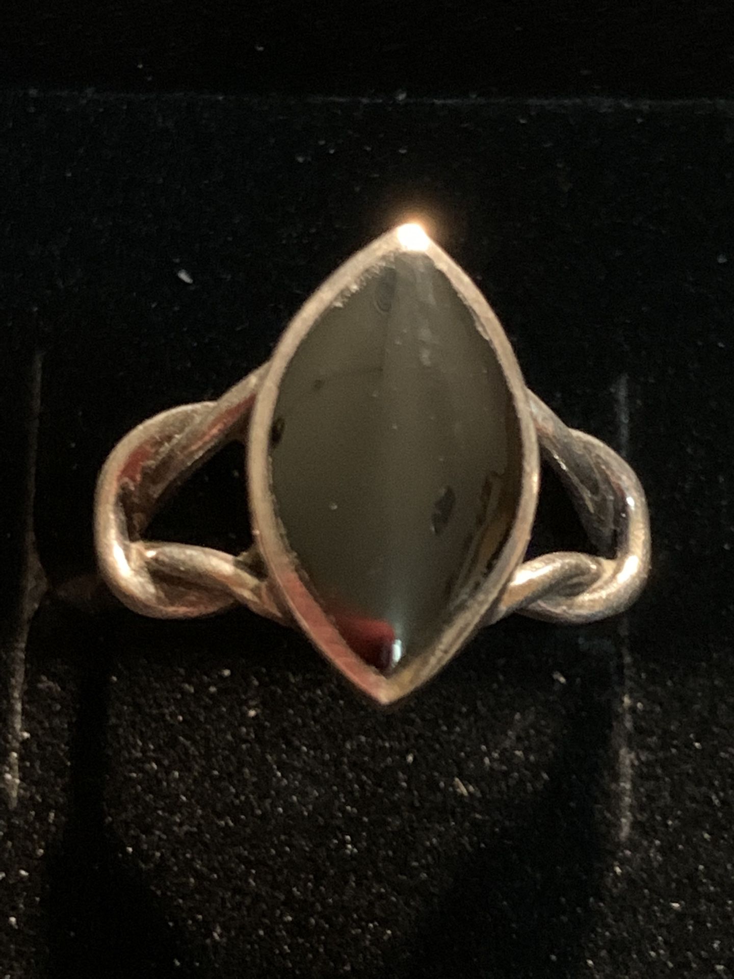 Onyx And Silvertone Size 5 Ring