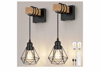 Battery Operated sconces Set of 2 for Bathroom, Dimmable Wall Sconces with Remote Control