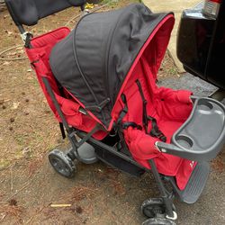Joovy Caboose Double Stroller With Infant Seat Adapter
