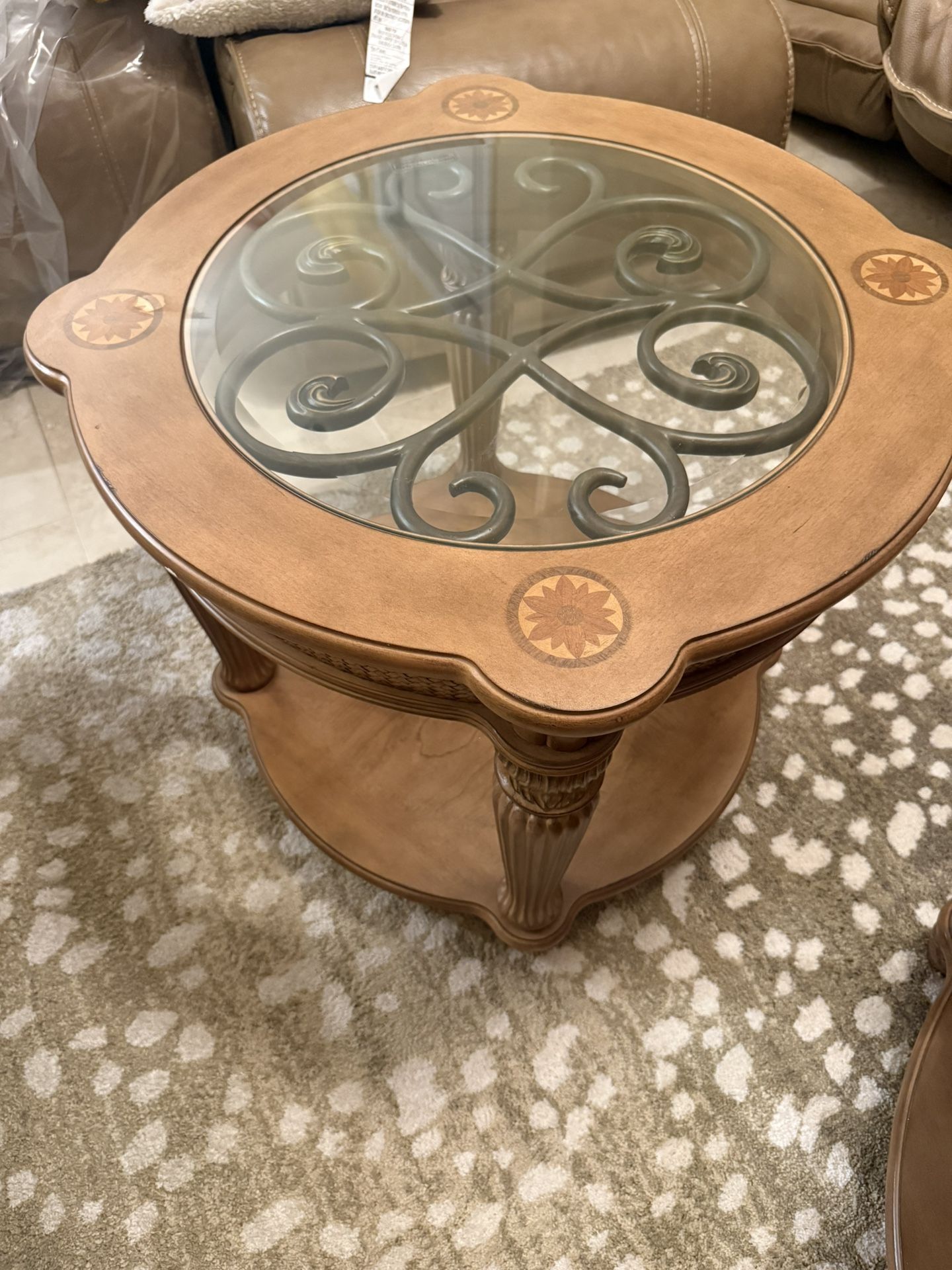 Brown Coffee With Glass 2 Set Tables