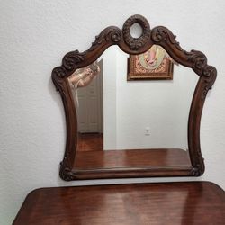 Consola con su espejo de madera