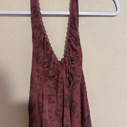 Burgundy floral halter top  