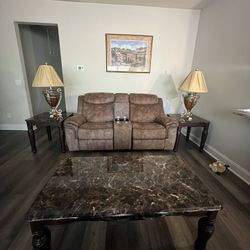 Sofa Set With 2 Side Tables & Coffee Tables 