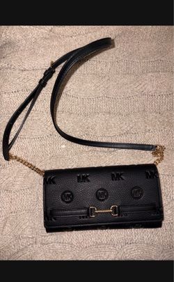 Michael Kors Black MK Logo Crossbody Wallet Bag