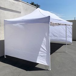 (NEW) $225 Heavy Duty 10x20 ft Canopy with (4 Sidewalls), Outdoor Patio Pop Up Tent Gazebo, Blue/White 