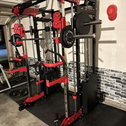 Smith Machine 200 | Adjustable Bench | 245lb Cast Iron Olympic Weights | 7ft Olympic Bar | Fitness | Gym Equipment | FREE DELIVERY 🚚 